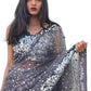 Rajwada Grey Net Saree with unstitched Blouse For Women