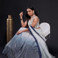 White And Blue Georgette Sequins Semi Stitched  Lehenga Choli