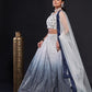 White And Blue Georgette Sequins Semi Stitched  Lehenga Choli