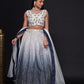 White And Blue Georgette Sequins Semi Stitched  Lehenga Choli