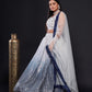 White And Blue Georgette Sequins Semi Stitched  Lehenga Choli