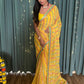 Rajwada Yellow Georgette Saree with unstitched Blouse for Women