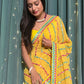 Rajwada Yellow Georgette Saree with unstitched Blouse for Women