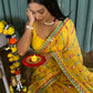Rajwada Yellow Georgette Saree with unstitched Blouse for Women