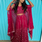 Rajwada Pink Georgette Stitched Co-Ord Set with Unstitched Blouse for Women
