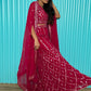 Rajwada Pink Georgette Stitched Co-Ord Set with Unstitched Blouse for Women