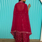 Rajwada Pink Georgette Co-Ord Set with Unstitched Blouse for Women