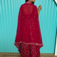 Rajwada Pink Georgette Stitched Co-Ord Set with Unstitched Blouse for Women