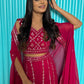 Rajwada Pink Georgette Stitched Co-Ord Set with Unstitched Blouse for Women
