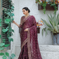 Rajwada Purple Georgette Saree with unstitched Blouse for Women