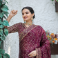 Rajwada Purple Georgette Saree with unstitched Blouse for Women