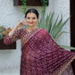 Rajwada Purple Georgette Saree with unstitched Blouse for Women