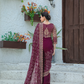 Rajwada Purple Georgette Saree with unstitched Blouse for Women