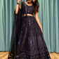 Rajwada Women's Black Net Semi Stitched Lehenga with Unstitched Blouse