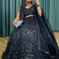 Rajwada Women's Black Net Semi Stitched Lehenga with Unstitched Blouse