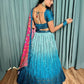 Rajwada Blue Chinon Silk Embroidered Semi-Stitched Lehenga For Women