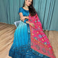 Rajwada Blue Chinon Silk Embroidered Semi-Stitched Lehenga For Women