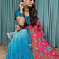 Rajwada Blue Chinon Silk Embroidered Semi-Stitched Lehenga For Women