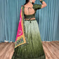 Rajwada Green Chinon Silk Embroidered Semi-Stitched Lehenga For Women