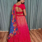 Rajwada Red Chinon Silk Embroidered Semi-Stitched Lehenga For Women