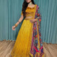 Rajwada Yellow Chinon Silk Embroidered Semi-Stitched Lehenga For Women