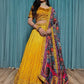 Rajwada Yellow Chinon Silk Embroidered Semi-Stitched Lehenga For Women