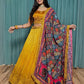 Rajwada Yellow Chinon Silk Embroidered Semi-Stitched Lehenga For Women