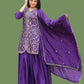 Rajwada Purple Chinon Embellished Stitched Kurta Set For Women