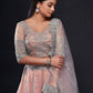 Rajwada Peach Net Embroidered Semi-Stitched Lehenga For Women