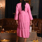 Rajwada Women Pink Cotton Chikankari Embroidered Stitched Dress
