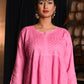 Rajwada Women Pink Cotton Chikankari Embroidered Stitched Dress
