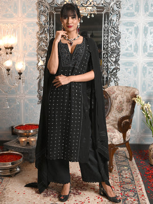 Rajwada Women Viscose Chikankari Beads Embroidered Unstitched Kurta Set