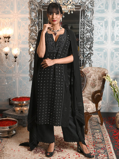 Rajwada Women Viscose Chikankari Beads Embroidered Unstitched Kurta Set