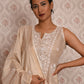 Rajwada Women Beige Shimmered Polyester Chikankari Beads Embroidered Unstitched Kurta Set