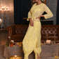 Rajwada Women Yellow Chequered Voile Chikankari Embroidered Stitched Kurta With Salwar