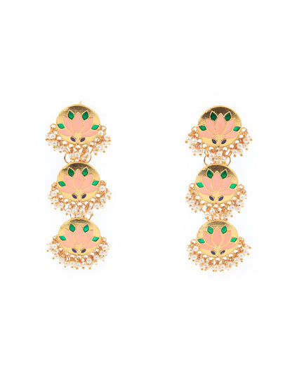 Rajwada Women Delicate Gold Meenakari Earring