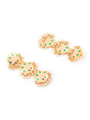 Rajwada Women Delicate Gold Meenakari Earring