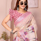 Rajwada Cream Cotton Printed Saree For Women