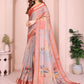Rajwada Pastel Peach Cotton Printed Saree For Women