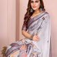 Rajwada Light Grey Cotton Printed Saree For Women