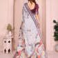 Rajwada Light Grey Cotton Printed Saree For Women