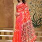 Rajwada Orange And Pink Cotton Printed Saree For Women