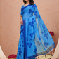 Rajwada Sky Blue Cotton Printed Saree For Women
