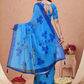 Rajwada Sky Blue Cotton Printed Saree For Women
