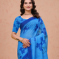 Rajwada Sky Blue Cotton Printed Saree For Women