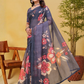 Rajwada Grey Cotton Printed Saree For Women