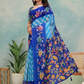 Rajwada Sky Blue And Royal Blue Cotton Printed Saree For Women