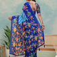 Rajwada Sky Blue And Royal Blue Cotton Printed Saree For Women