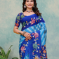 Rajwada Sky Blue And Royal Blue Cotton Printed Saree For Women