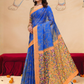 Rajwada Royal Blue And Gold Cotton Printed Saree For Women